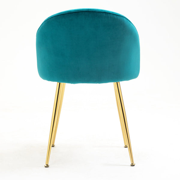 Milverton Pair of 2 Velvet Dining Chairs with Golden Chrome Legs (Teal)