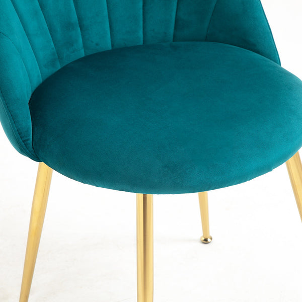 Milverton Pair of 2 Velvet Dining Chairs with Golden Chrome Legs (Teal)