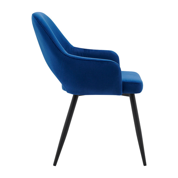 Belvoir Velvet Dining Chair with Metal Legs (Blue Velvet)