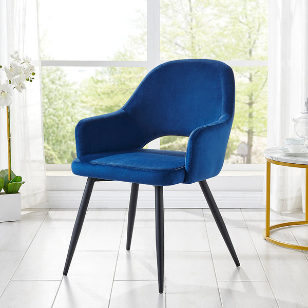 Belvoir Velvet Dining Chair with Metal Legs (Blue Velvet ...