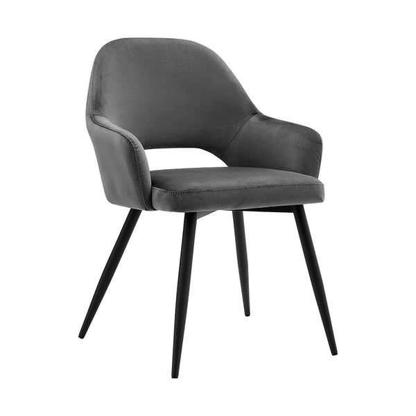 Belvoir Velvet Dining Chair with Metal Legs (Gray Velvet)