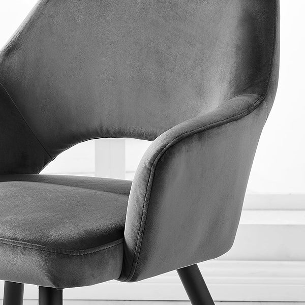 Belvoir Velvet Dining Chair with Metal Legs (Gray Velvet)