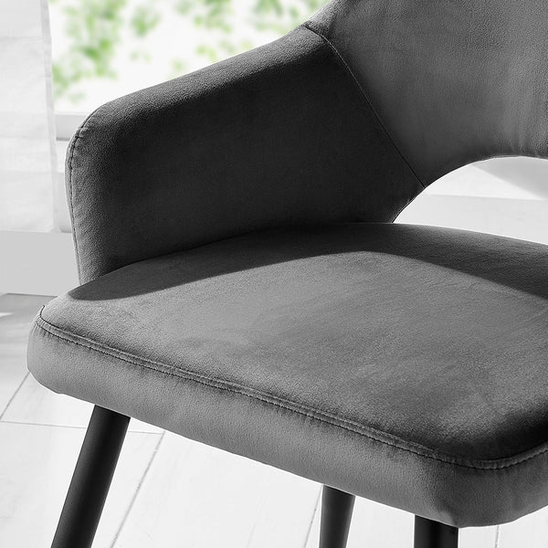 Belvoir Velvet Dining Chair with Metal Legs (Gray Velvet)