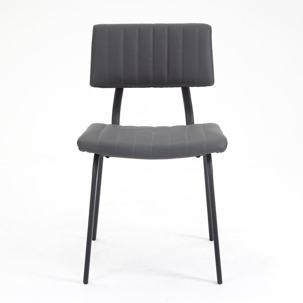 Charlecote Set of 2 Fluted Dining Chairs (Dark Gray PU)