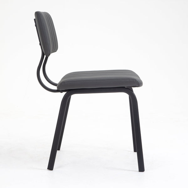 Charlecote Set of 2 Fluted Dining Chairs (Dark Gray PU)