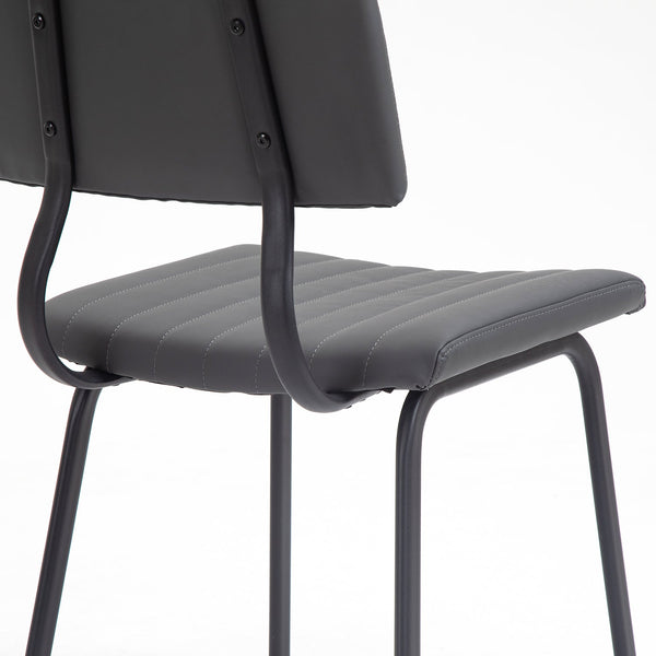 Charlecote Set of 2 Fluted Dining Chairs (Dark Gray PU)