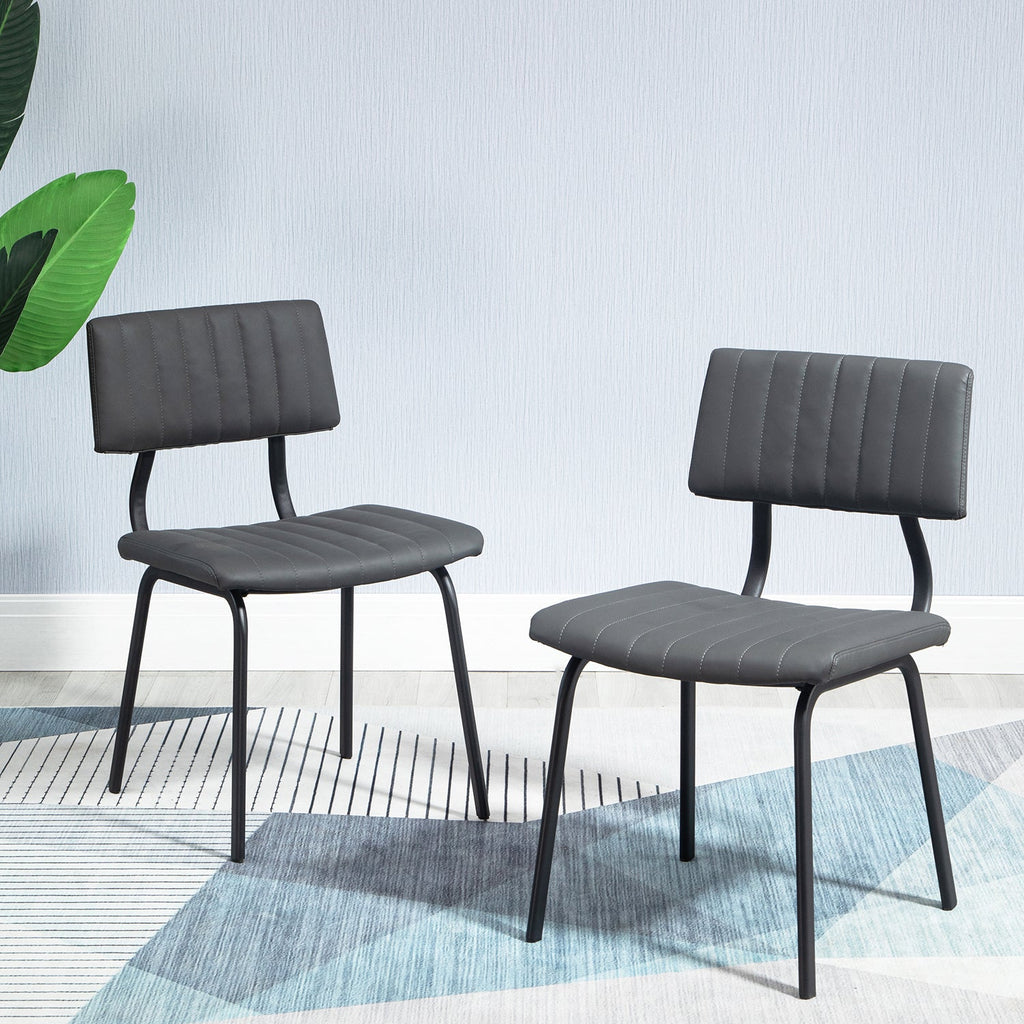 Fluted Chair Charlecote Set of 2 Fluted Dining Chairs (Dark Gray PU) | daals.com