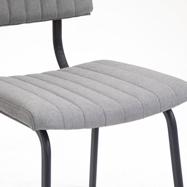 Charlecote Set of 2 Fluted Dining Chairs (Light Gray Linen)