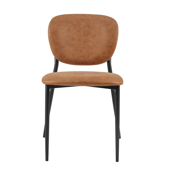 Kelmarsh Set of 2 Cognac Color Vegan Leather Upholstered Dining Chairs