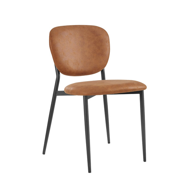 Kelmarsh Set of 2 Cognac Color Vegan Leather Upholstered Dining Chairs