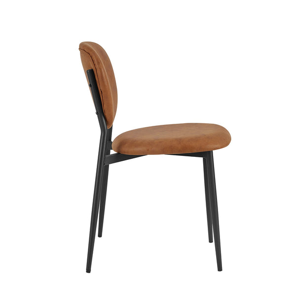Kelmarsh Set of 2 Cognac Color Vegan Leather Upholstered Dining Chairs