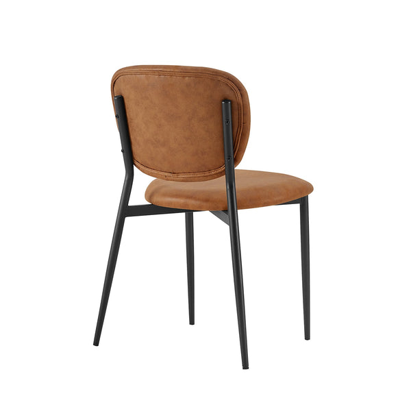 Kelmarsh Set of 2 Cognac Color Vegan Leather Upholstered Dining Chairs