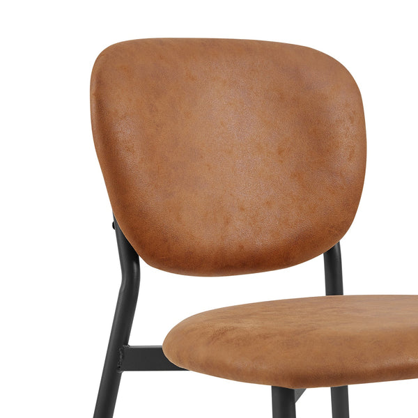 Kelmarsh Set of 2 Cognac Color Vegan Leather Upholstered Dining Chairs