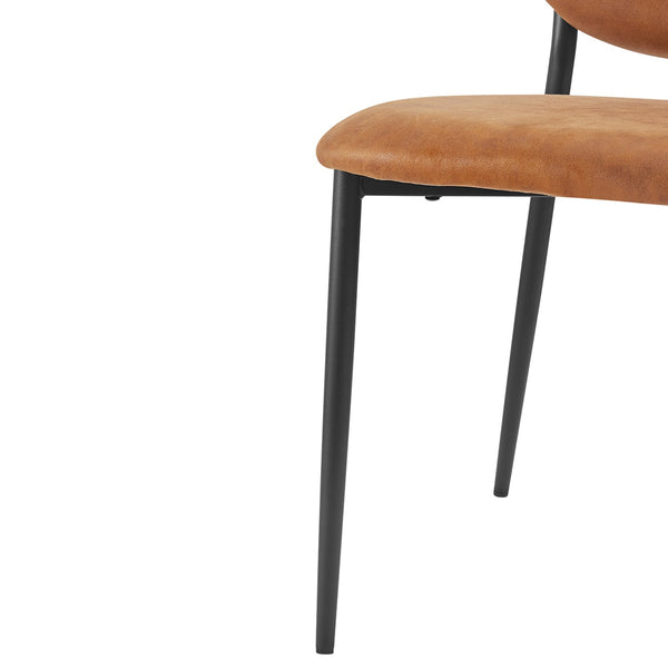 Kelmarsh Set of 2 Cognac Color Vegan Leather Upholstered Dining Chairs