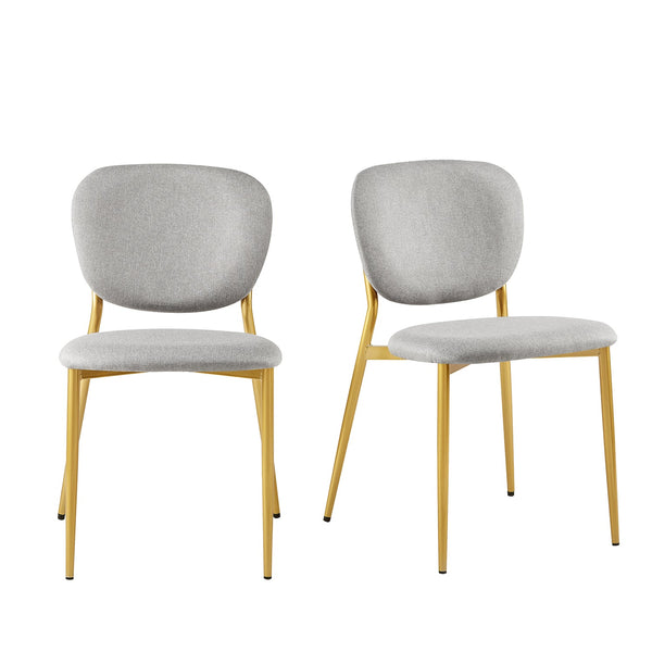 Kelmarsh Set of 2 Light Gray Fabric Upholstered Dining Chairs