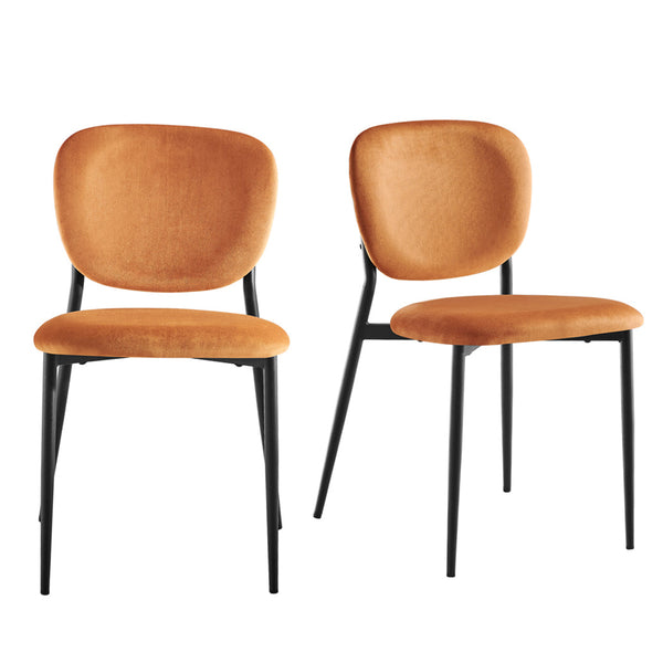 Kelmarsh Set of 2 Orange Velvet Upholstered Dining Chairs