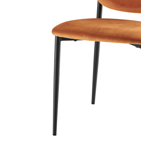 Kelmarsh Set of 2 Orange Velvet Upholstered Dining Chairs