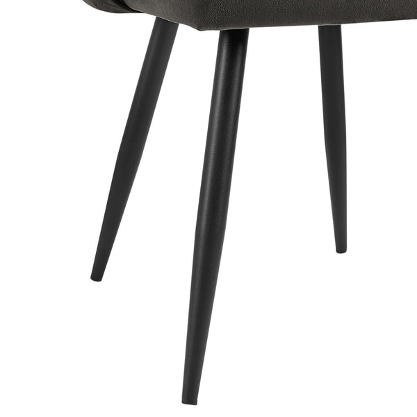 Oakley Set of 2 Dark Gray Velvet Upholstered Dining Chairs with Piping