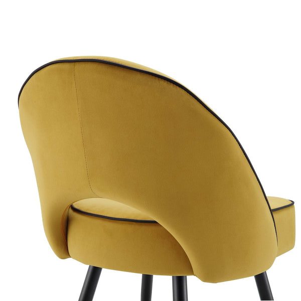 Oakley Set of 2 Mustard Yellow Velvet Upholstered Dining Chairs with Piping