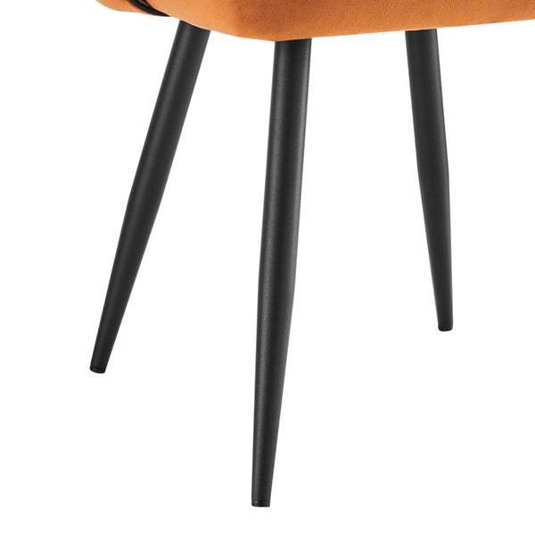 Oakley Set of 2 Orange Velvet Upholstered Dining Chairs with Contrast Piping