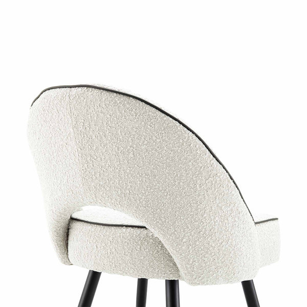 Oakley Set of 2 White Boucle Upholstered Dining Chairs with Piping