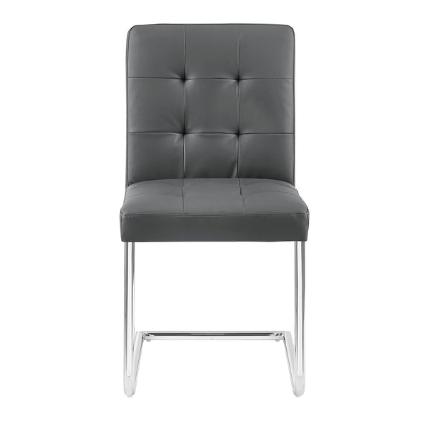 Keyston Set of 2 Dark Grey PU Leather Upholstered Dining Chairs with Chrome Legs