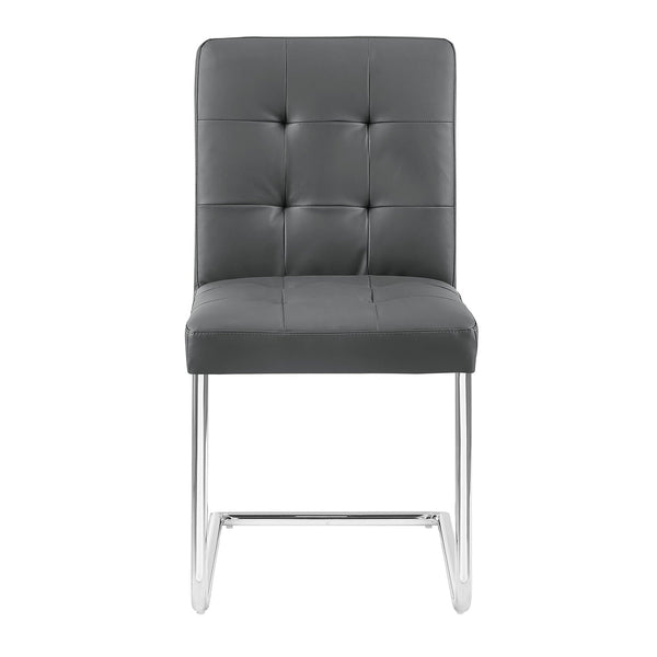 Keyston Set of 2 Dark Gray PU Leather Upholstered Dining Chairs with Chrome Legs