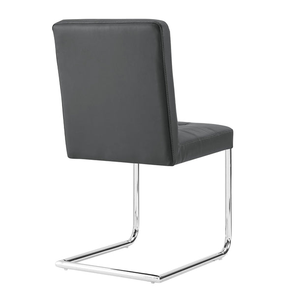 Keyston Set of 2 Dark Gray PU Leather Upholstered Dining Chairs with Chrome Legs