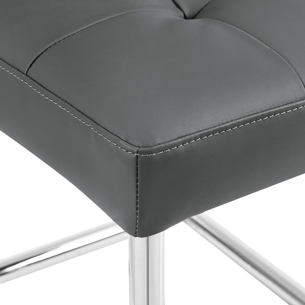 Keyston Set of 2 Dark Gray PU Leather Upholstered Dining Chairs with Chrome Legs