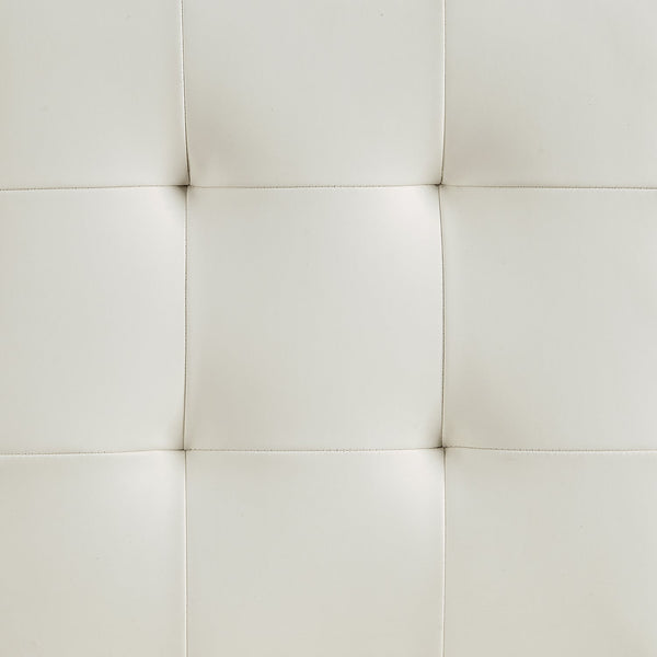 Keyston Set of 2 Cream White PU Leather Upholstered Dining Chairs with Chrome Legs