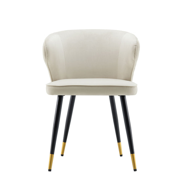 Langham Set of 2 Champagne Velvet Upholstered Carver Dining Chairs