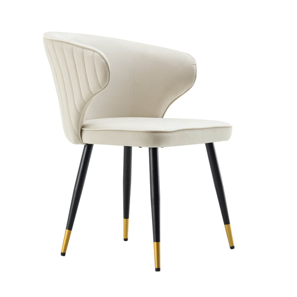 Langham Set of 2 Champagne Velvet Upholstered Carver Dining Chairs