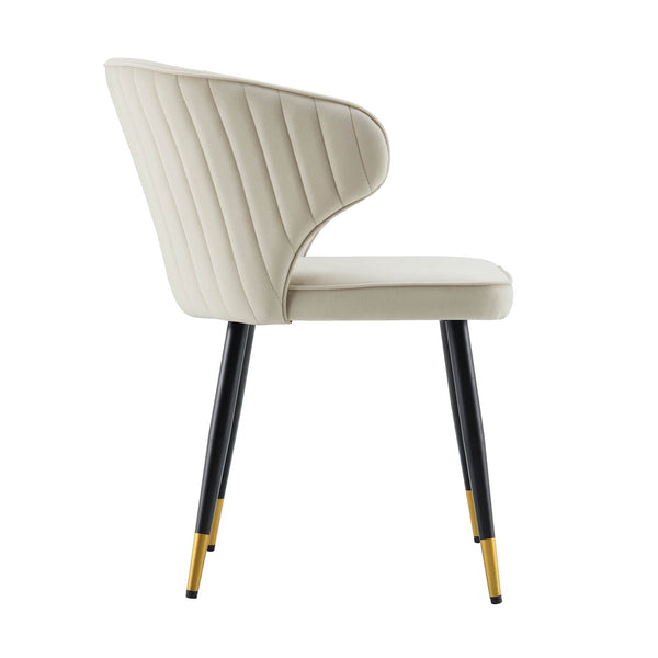 Langham Set of 2 Champagne Velvet Upholstered Carver Dining Chairs