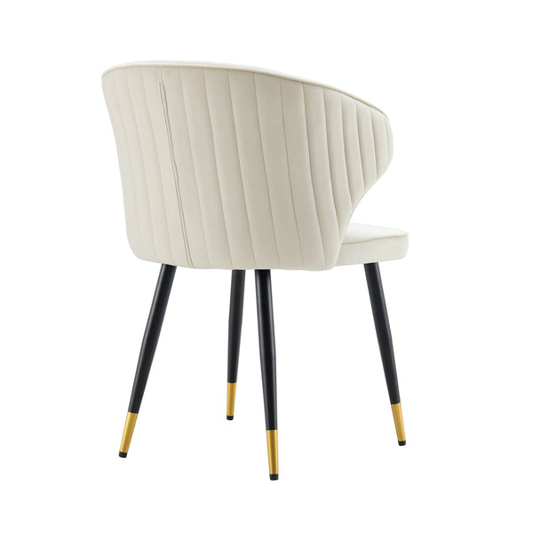 Langham Set of 2 Champagne Velvet Upholstered Carver Dining Chairs