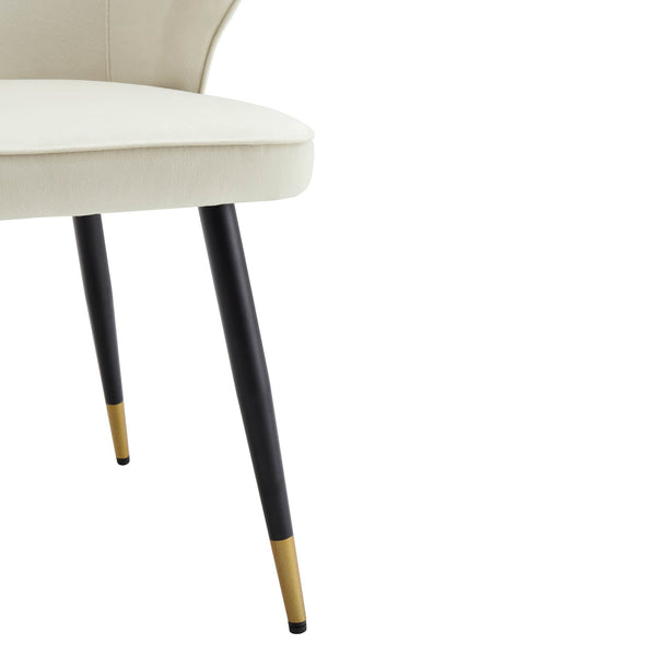 Langham Set of 2 Champagne Velvet Upholstered Carver Dining Chairs