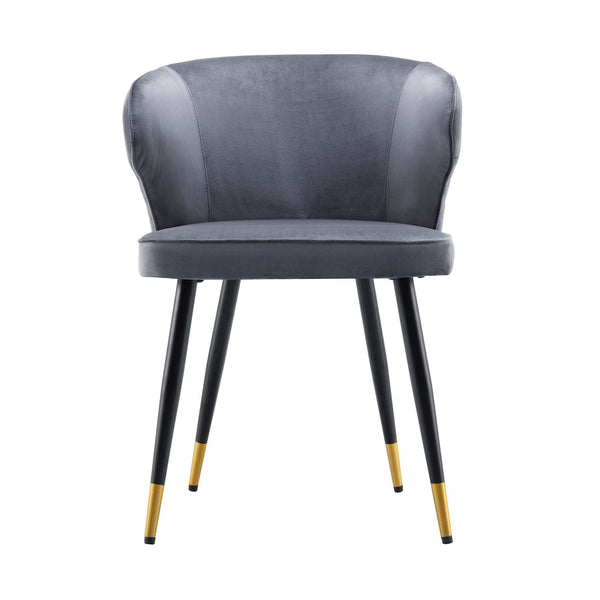 Langham Set of 2 Gray Velvet Upholstered Carver Dining Chairs