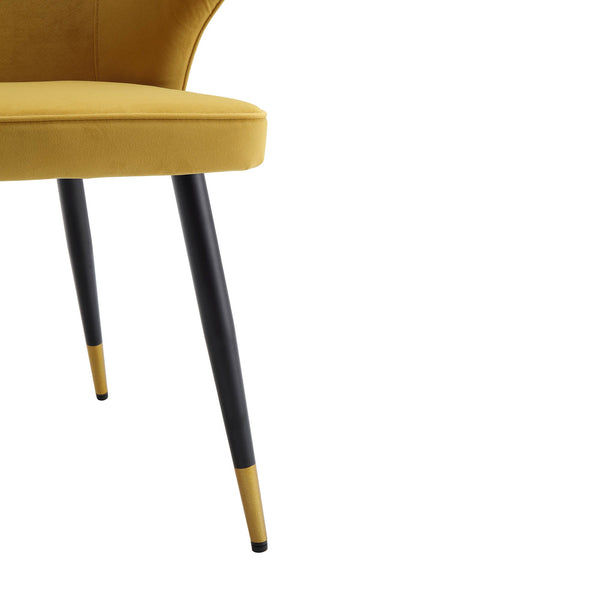 Langham Set of 2 Mustard Velvet Upholstered Carver Dining Chairs