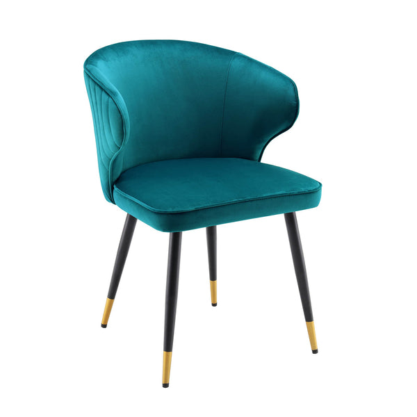 Langham Set of 2 Teal Velvet Upholstered Carver Dining Chairs