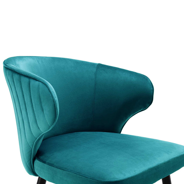 Langham Set of 2 Teal Velvet Upholstered Carver Dining Chairs
