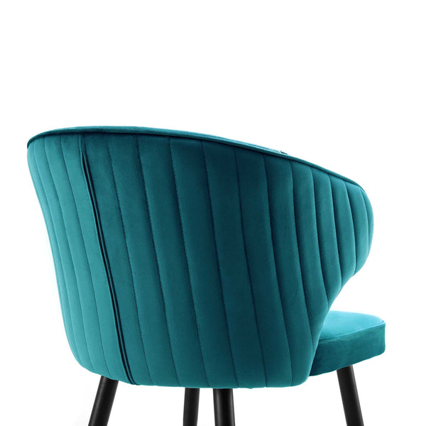 Langham Set of 2 Teal Velvet Upholstered Carver Dining Chairs