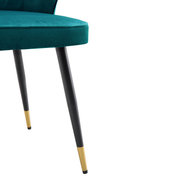 Langham Set of 2 Teal Velvet Upholstered Carver Dining Chairs