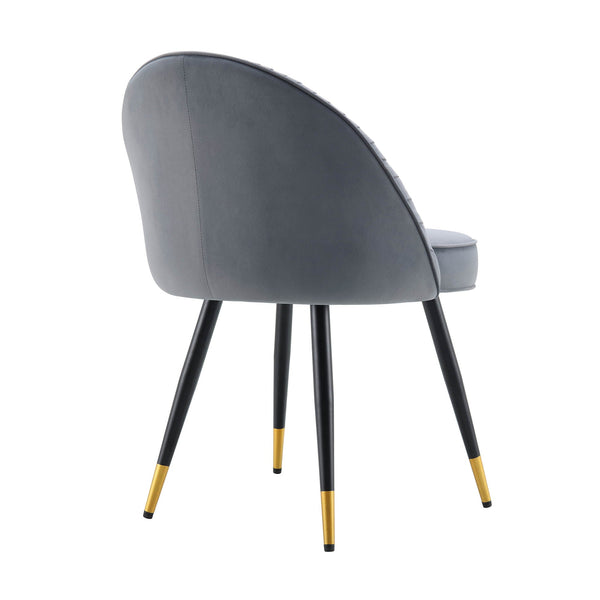 Miyae Set of 2 Pleated Light Gray Velvet Upholstered Dining Chairs