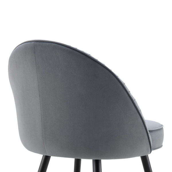 Miyae Set of 2 Pleated Light Gray Velvet Upholstered Dining Chairs