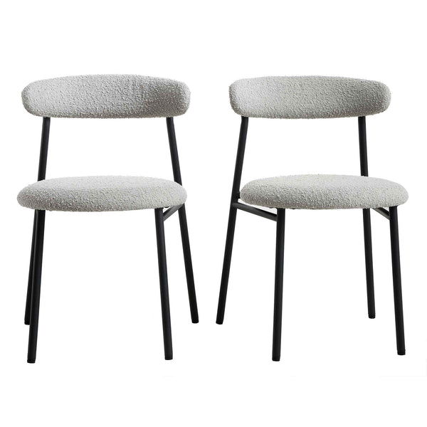 Donna Set of 2 Light Gray Boucle Dining Chairs