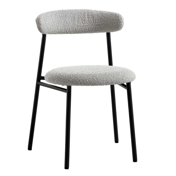 Donna Set of 2 Light Gray Boucle Dining Chairs