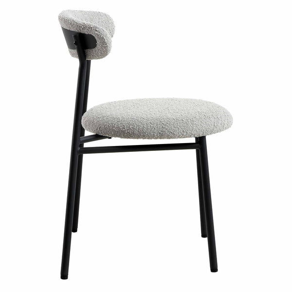 Donna Set of 2 Light Gray Boucle Dining Chairs