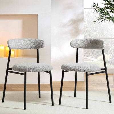 Donna Set of 2 Light Gray Boucle Dining Chairs