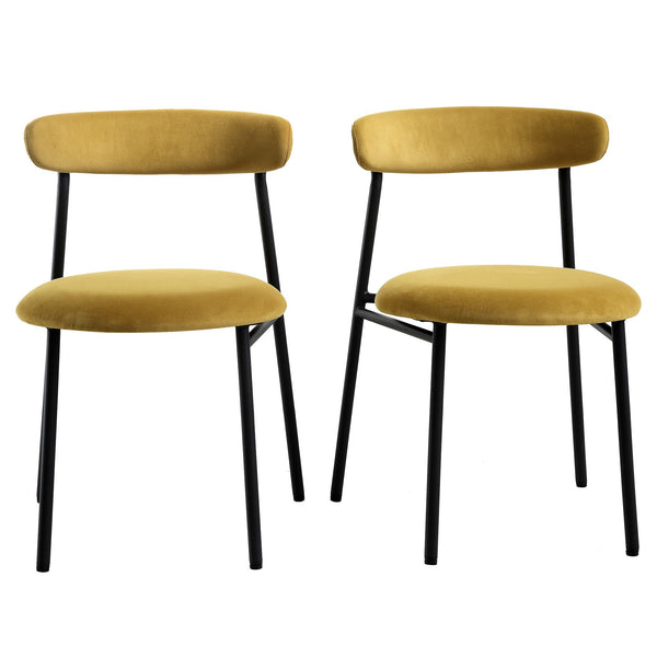 Donna Set of 2 Mustard Yellow Velvet Dining Chairs