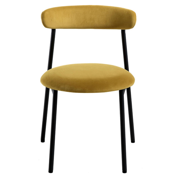 Donna Set of 2 Mustard Yellow Velvet Dining Chairs