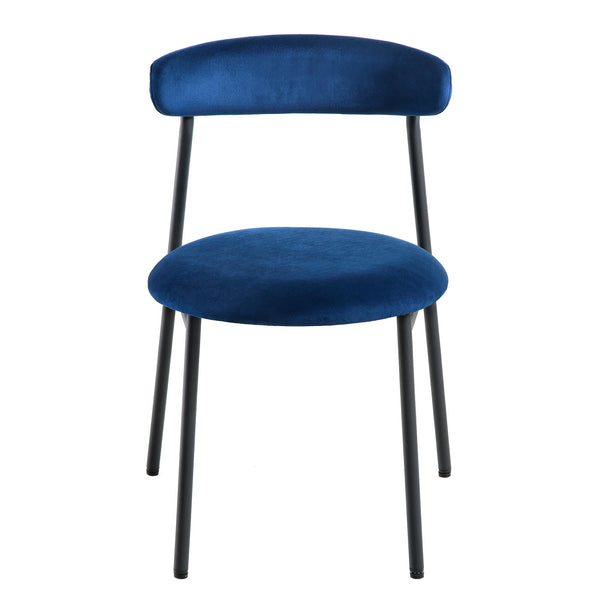 Donna Set of 2 Navy Blue Velvet Dining Chairs